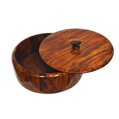 Royal Sheesham Wooden Hotpot – Handcrafted Premium Serving Pot